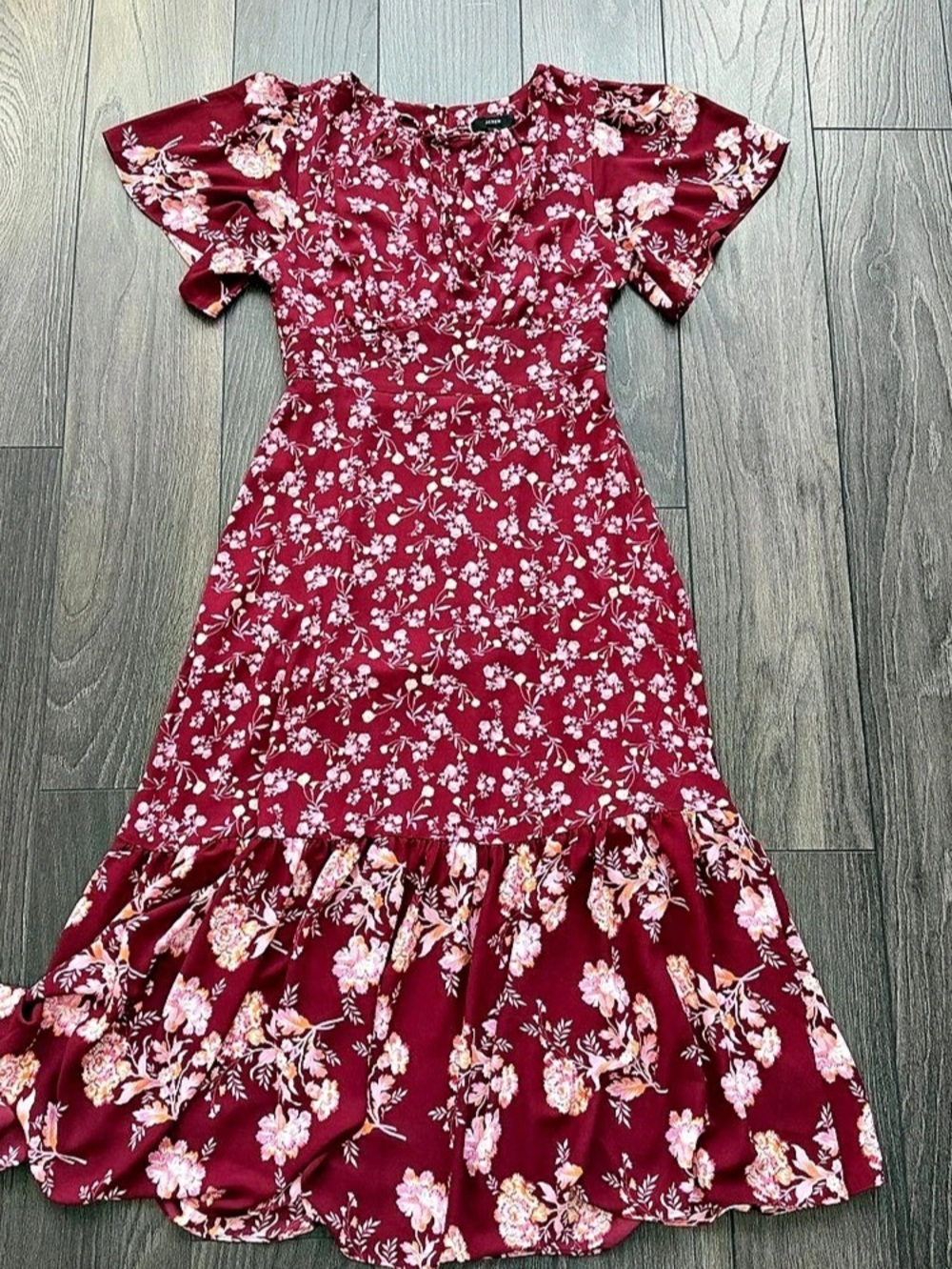 J.CREW Floral Dress in Burgundy & Pink Like New